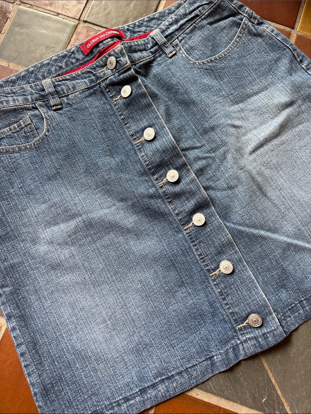 Gloria Vanderbilt Button Front Denim Mini Skirt | Western Y2K Style